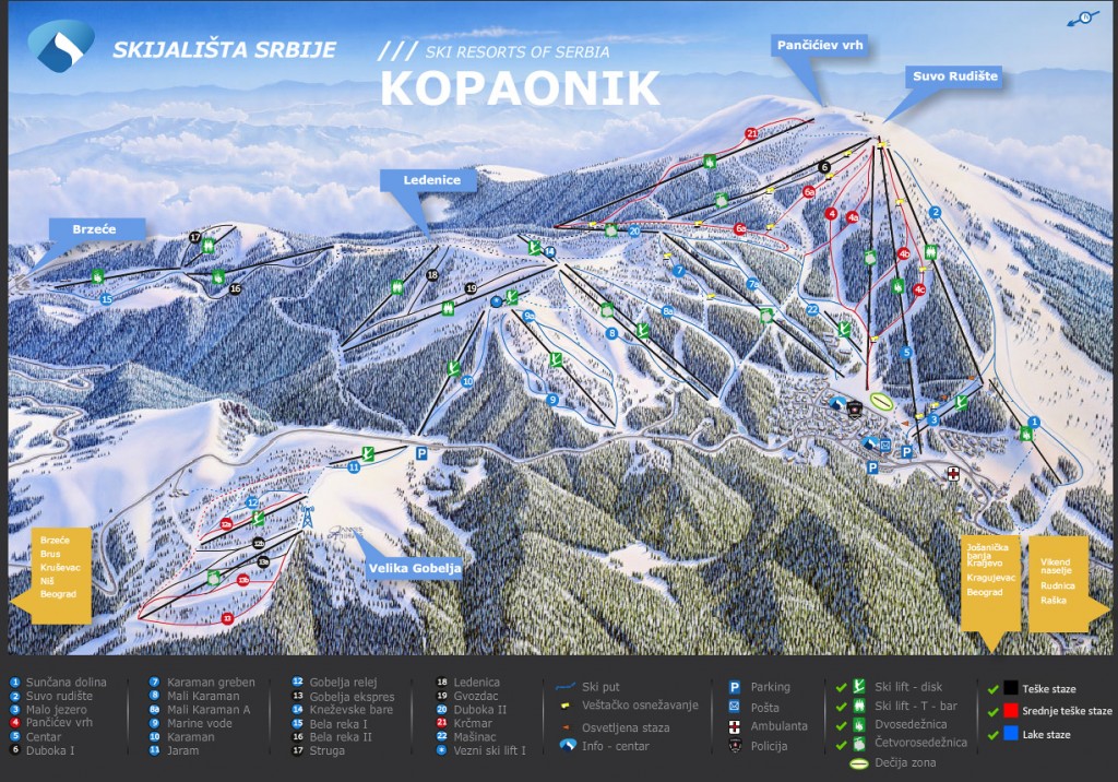 Kopaonik: Mapa ski staza